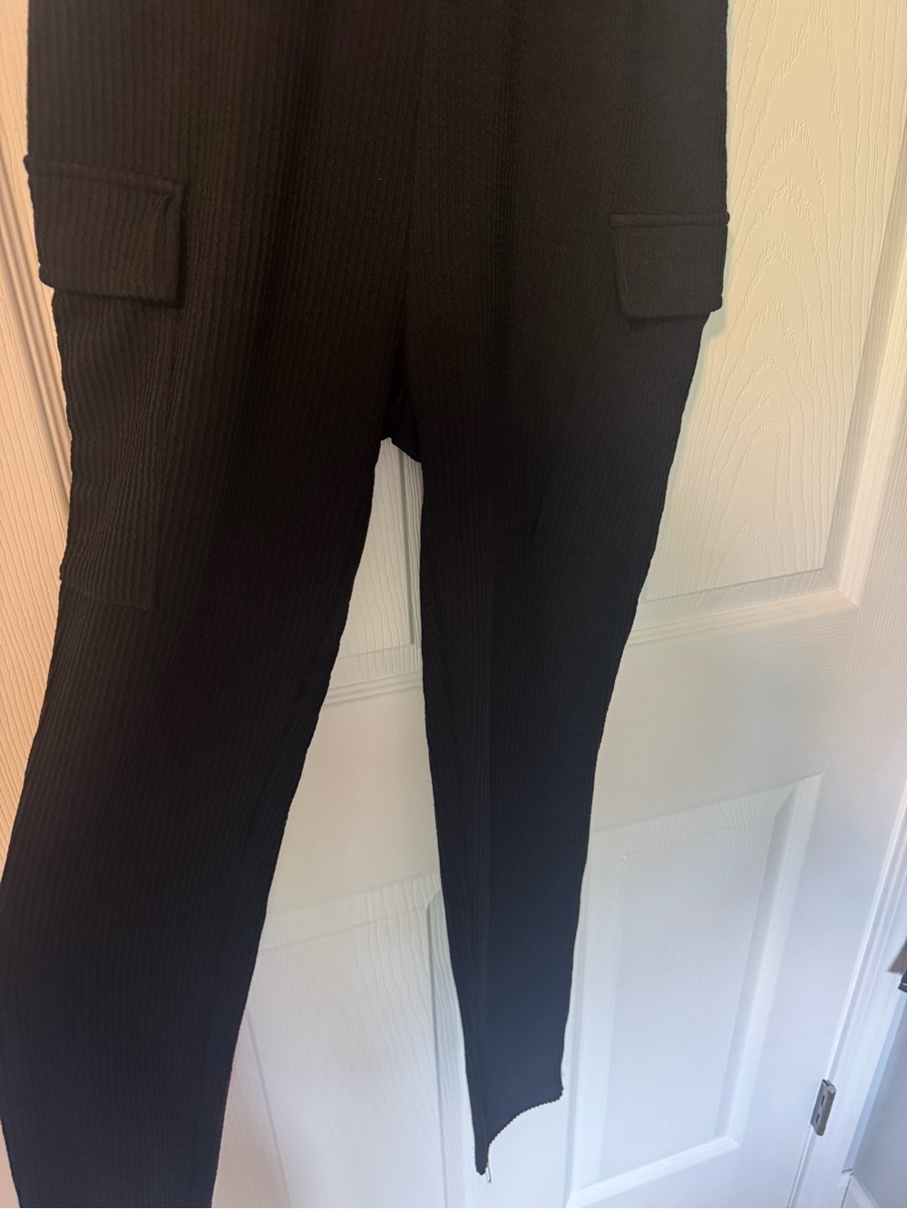Jolie & Joy Stretch Ribbed Black Tank Jumpsuit with Utility Pockets - Picture 4 of 5